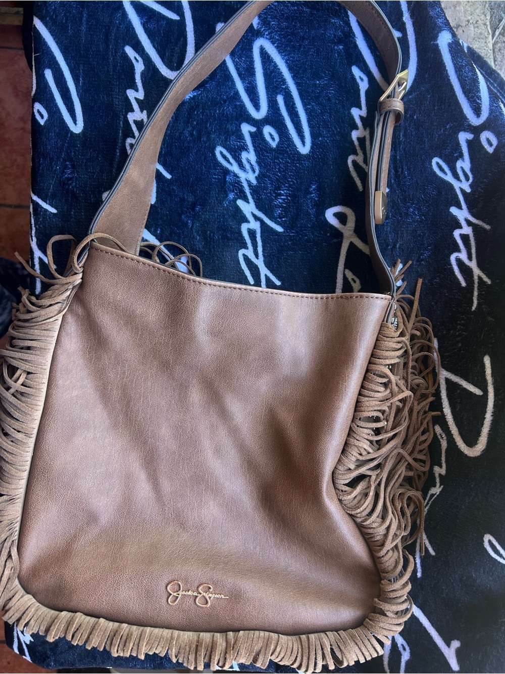 Jessica Simpson Tan Fringe Hobo Shoulder Bag
